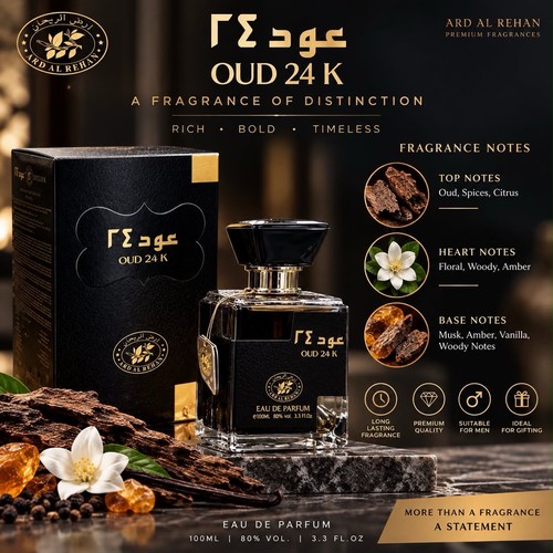 Oud 24k perfume for men - oud, 100ml